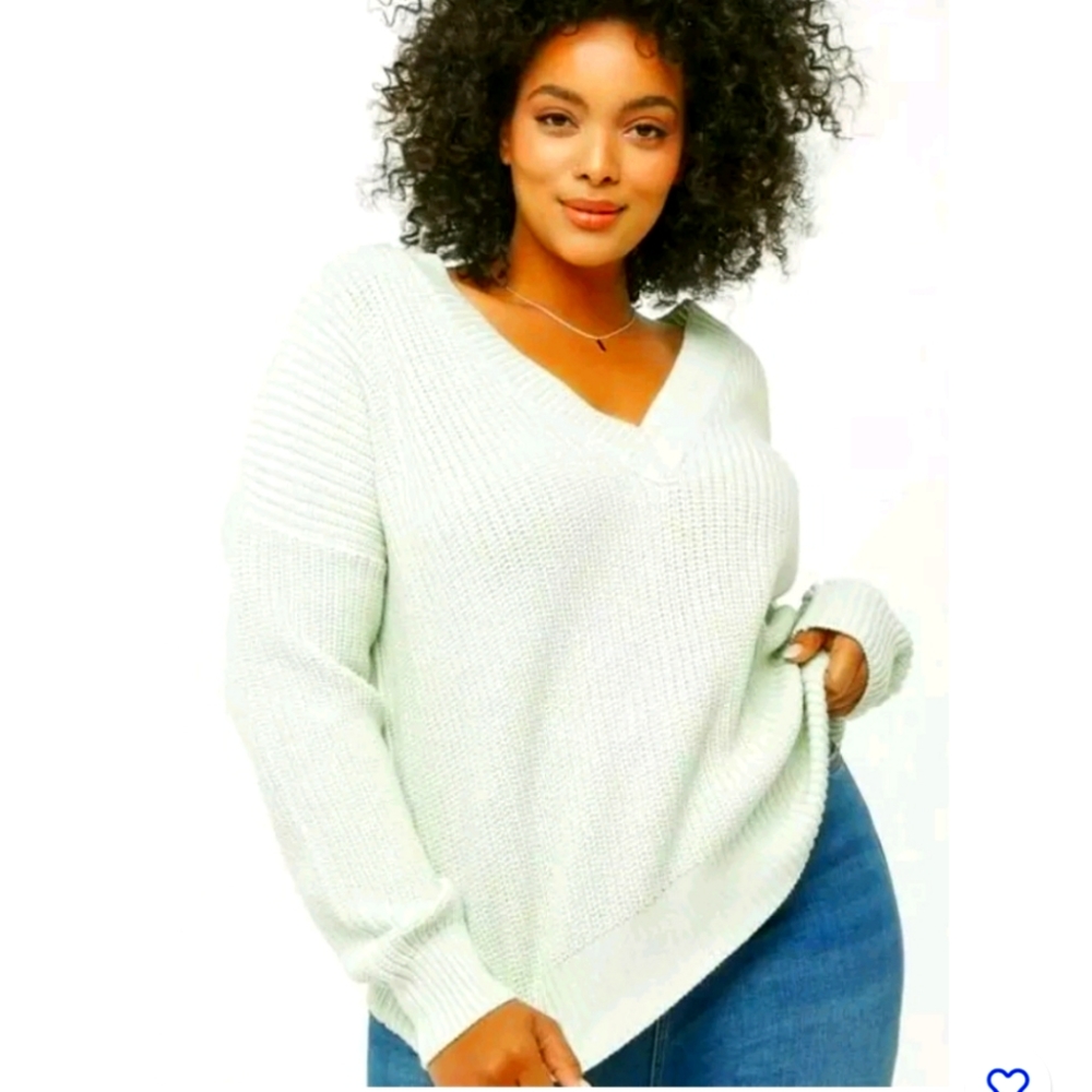 Forever 21 Plus Ribbed Knit Sweater Mint Color